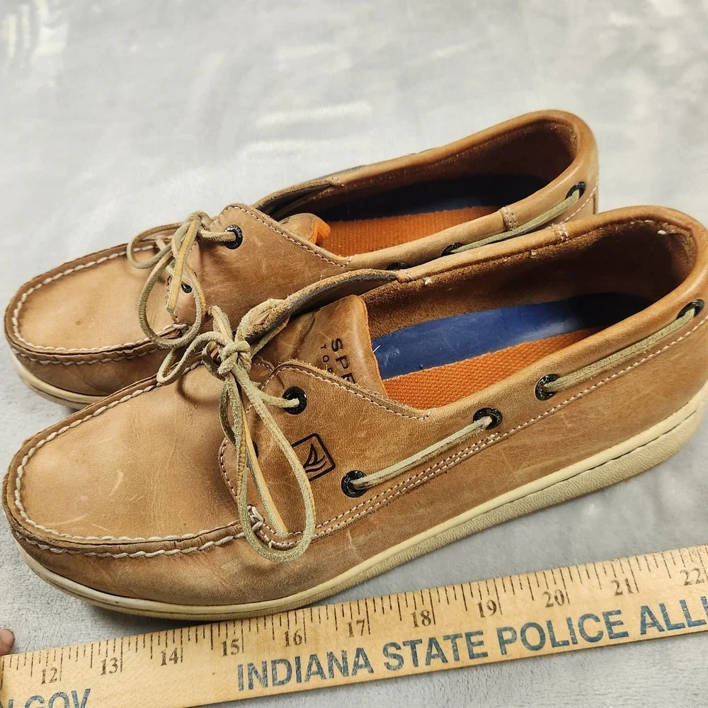 Sperry Top-Sider Gold Cup A/O 2-Eye Boat Shoes Mens 10.5 M In Tan Brown Leather
